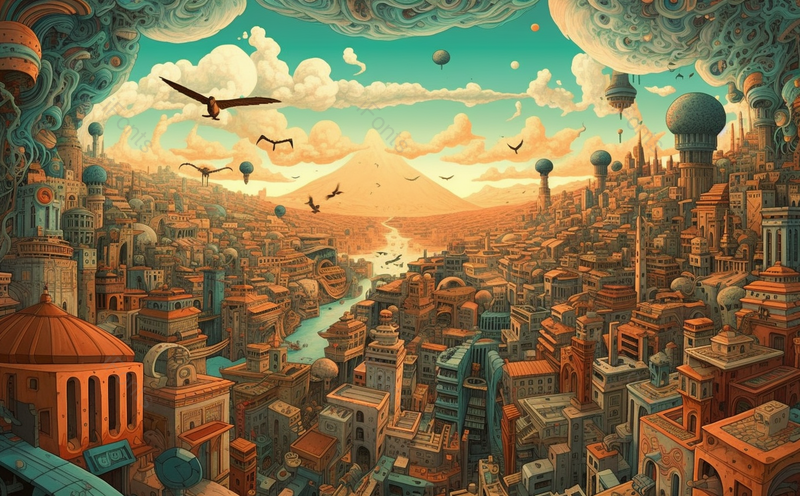 抽象城市城镇远山鸟群飞翔春天夏天国潮城市插画,插画/手绘图,插画/手绘图库,插画/手绘图下载,插画/手绘